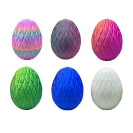 Set of 6 Miniature 3D Printed Dragon Egg with Dragon - 5 Inch Crystal Dragon Toy Egg in Small Size, Mysterious Dragon Egg Toy, Surprise Easter Dragon Eggs Home Decor (C)