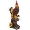 Classic Proud Rooster Statue on Old-fashioned Wagon Wheel with Sunflower