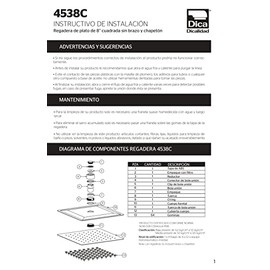 DICA, Regadera de Plato de 8" Cuadrada sin Brazo y Chapetón, Acabado Cromo, Conexión de la Regadera al Brazo por Medio de Rosca 1/2"-14 NPT, 4538C