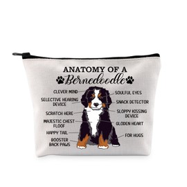 G2TUP Bernedoodle Lover Gift Anatomy Of A Bernedoodle Makeup Bag Bernedoodle Owner Cosmetic Bag Dog Mom Gift (A Bernedoodle MB)