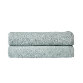 Olivia Rocco Pack Of 2 Bath Sheets Everyday 100% Cotton Multi Purpose Travel Gym Holiday Towels, Duck egg
