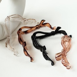 4pcs Stylish Bow Banana Clips Non-Slip Medium Ponytail Holder Hair Clips for Women Daily Party Hair Accessories