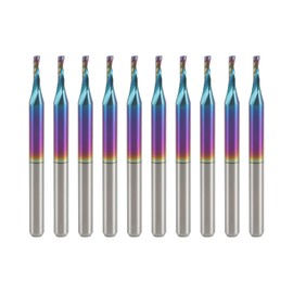 BFVV 10 Pcs O-Flute Up-Cut Router Bit 1/8 inch Shank, Spiral Solid Carbide Milling Cutters with DLC Coating CNC End Mill, Ideal for Aluminum, Plastic, Acrylic, Wood, MDF and PVC