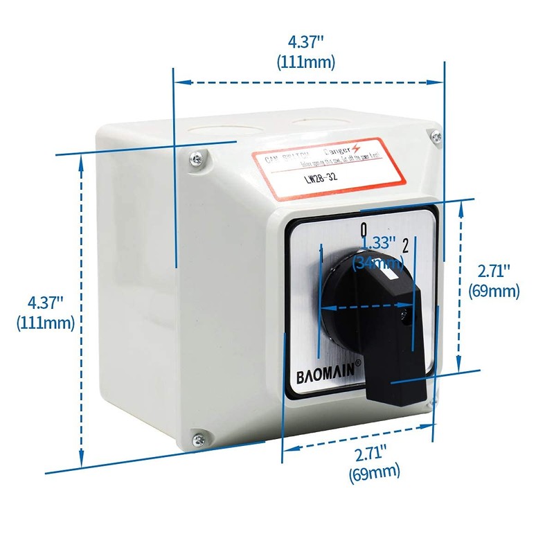 Baomain Universal Rotary Changeover Switch LW28-32/D202.2D with Master Switch Exterior
