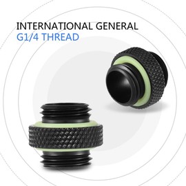 Richer-R G1/4 Water Cooling Adapter,2pcs G1/4 Thread Fitting Adapter Connector for Computer Water Cooling System Black Long Short(2Pcs)(Short)