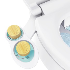 RV Bidet for Camper Toilet, Non-Electric Toilet Sprayer Attachment with Dual Nozzles, Adjustable Pressure, Front/Rear/Self Cleaning, Upgrade for Trailer, Motorhome, Camper, RV Bathroom (Bamboo)