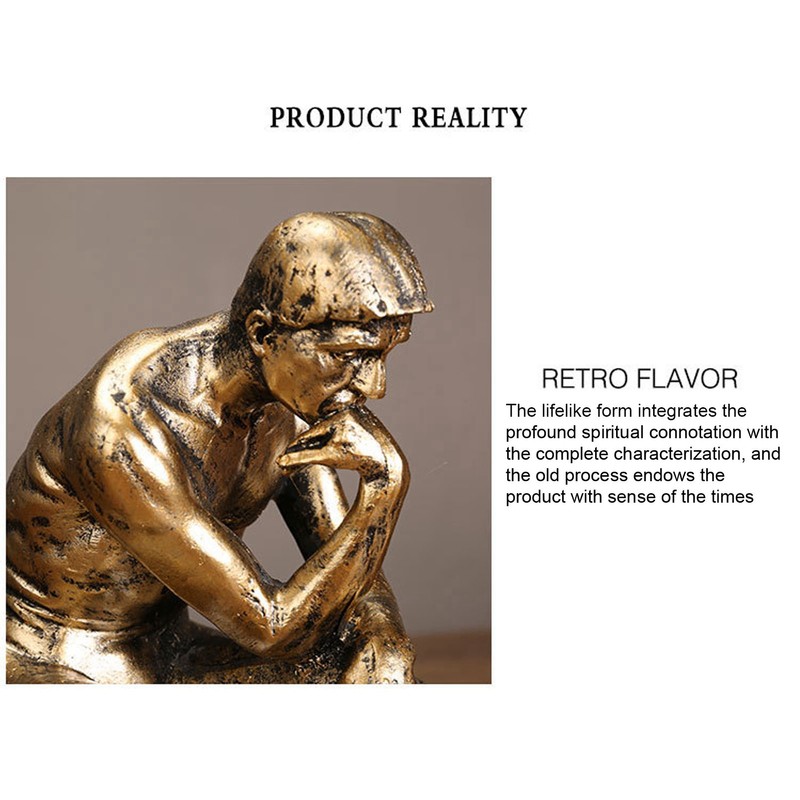 Thinker Statue Retro Style Energetic Lines Stable Nonslip Durable Resin