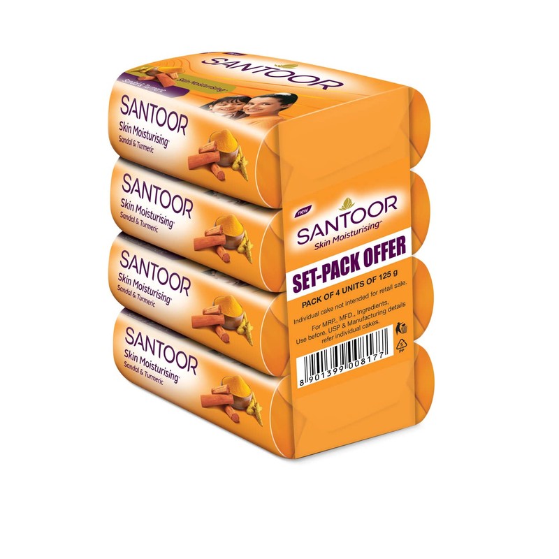Santoor Soap with Sandal And Turmeric - Pack of 4