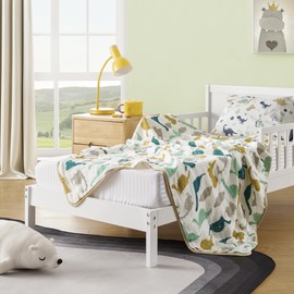 ZPECC Muslin Blanket - 100% Organic Cotton Toddler Quilted Blanket for Crib, Stroller, Daycare, Travel，30x40 inches, Dinosaur