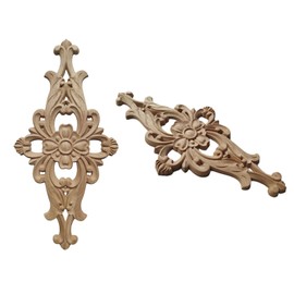 Eterspr Pack of 2 Wooden Ornaments, Decorative Carved Wood, Wooden Decorations for Cabinets, Inlaid Applied Frames for Walls, Furniture, Cabinets, Windows