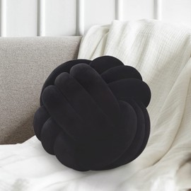 Jugbey Knot Pillow Ball,Soft Black Plusch Knotted Round Pillows for Sensory Stress Relieving, Aesthetic & Cute Small Decorative Throw Cushion for Bed, Floor, Couch, Bedroom Decor 7.8inches