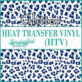 White & Navy Blue Leopard Spots Pattern #3 Glitter HTV 12x18 Sheet Heat Transfer Vinyl Cheetah Print