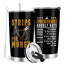 Farecnt Electrician Gifts for Men, Electrician Tumbler for Lineman, Dad, Husband, Boyfriend, Cowoker, Mechanic Tradesman's Double Wall Vacuum Tumbler with Lid Straw 20oz
