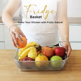 Export Store Rust Proof Stainless Steel Expanding Mesh Sink Strainer Rectangular Retractable Fruit Vegetable Drain Basket/Fridge Basket. (Pack Of 1)