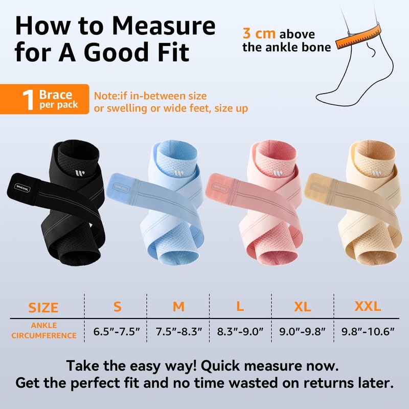 WHCOOL Flat Knitting Ankle Brace For Women&Men, 7-Zone Dynamic Compression