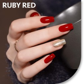 GAOY 3 Pcs Gel Nail Polish Kit with Mini UV Light, Include Ruby Red Gel Polish, Base Coat and Top Coat, Gel Manicure Kit for Nail Art DIY at Home