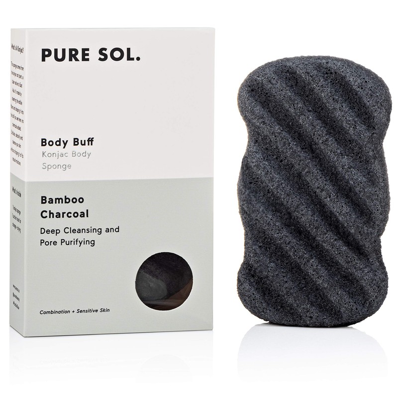 Konjac Sponge - Activated Charcoal - Body Sponge, 100% Natural