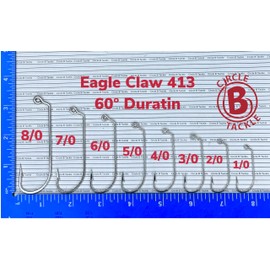Eagle Claw 413 60° Heavy Wire O'Shaughnessy Bend Jig Hook Pack of 100 Size 1/0 to 7/0 Sea Guard Finish (Eagle Claw 413 60° 6/0 100PK)