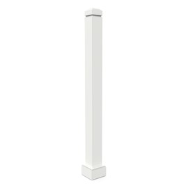 Stair Newel Posts-Fluted Top-3 x 3 x 48 Inches-Minimalist Wood Stair Post（White,with Newel Post Pedestal）