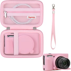 Supmay SX740 HS Camera Case Bundle, Include Hard Carrying Case*1+Soft Silicone Camera Case*1, Compatible With Canon PowerShot SX740/ SX730 HS Digital Camera, SX740 Cases with Soft Silicone Case, Pink