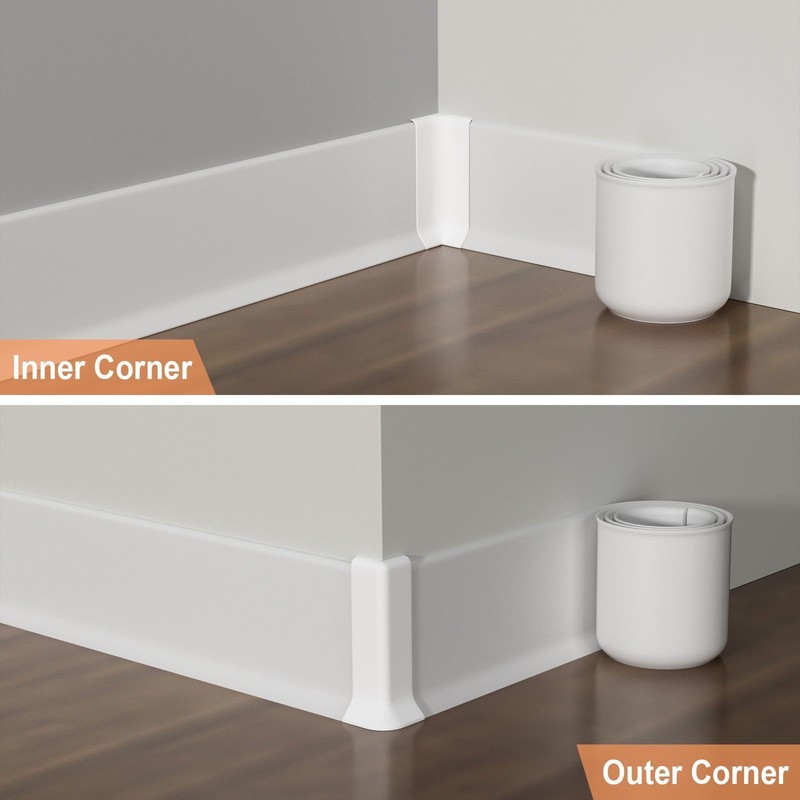 Risunpet Baseboard Corner Blocks 4inch, 2 Inside + 2 Outside