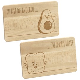 LAUBLUST Breakfast Board Set of 2 Avocado and Toast – Pre-Engraved | 24 x 15 x 1 cm, Natural, FSC® – Breakfast Board | Decorative Board | Gift Board
