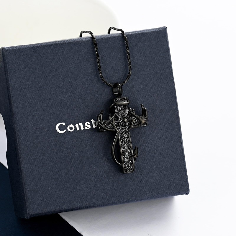 constantlife Cross Urn Necklace for Ashes for Women Men Fish