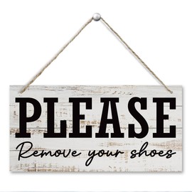 Please Remove Your Shoes Wood Wall Plaque, Rustic Farmhouse Home Decor, Country Style Home Accessory Gift Sign for Hallway, Entrance or Foyer, Hanging Wooden Plaques Sign, 11.8 * 5.9 Inch