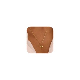 MDIEEL Initial Necklaces for Women, Dainty 14k Gold Plated Letter Necklace Cute A-Z Pendant Name Necklace Fashion Accessories Choker Necklaces for Women Trendy Jewelry Gifts (M)