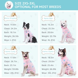 Large Dog Surgery Recovery Suit Female Spay, Post Surgery Protective Wear with Pee Hole, Unisex Pet Surgical Vest for Wound Care, Male/Neuter Healing (Pink)