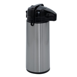 Airpot Coffee Dispenser with Easy Push Button | Stainless Steel | Double-Wall Vacuum Insulated Thermos | Effectively Keeps Beverages Hot or Cold
