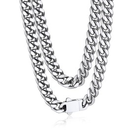 Bandmax Stainless Steel Chain for Men 7MM Miami Cuban Link Chain Necklace Mens Rapper Chains 20Inch Cadenas Para Hombre Gift for Husband Son Father