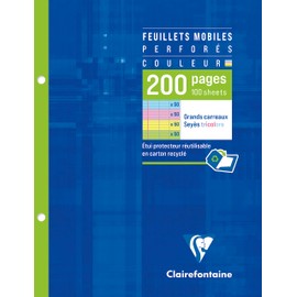 Clairefontaine – 1 x Pack of 5 Sleeves for 200 Sheets Mobile Perforated to Grand Tiles Size: 17 x 22 cm, 4 colours