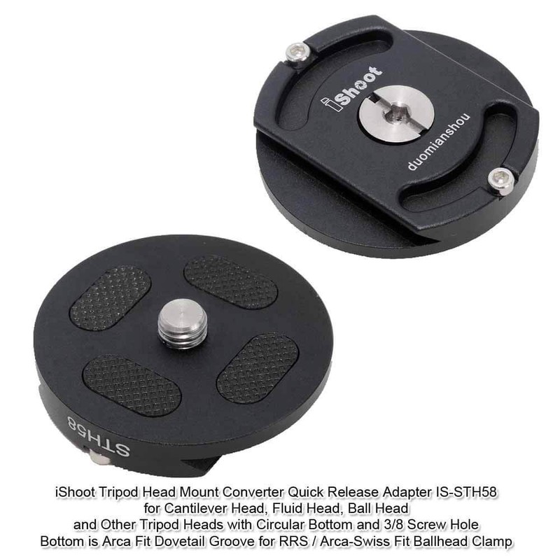 iShoot Tripod head mount, quick change adapter for cantilever head,