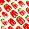 Strawberry Press on Nails Short Square Fake Nails with Green