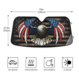 Eagle USA Flag Camouflage Car Windshield Sunshades Sun Shade Reflective UV Rays Protector Keep Cool Visor Cover Foldable Retractable for Car Truck SUV