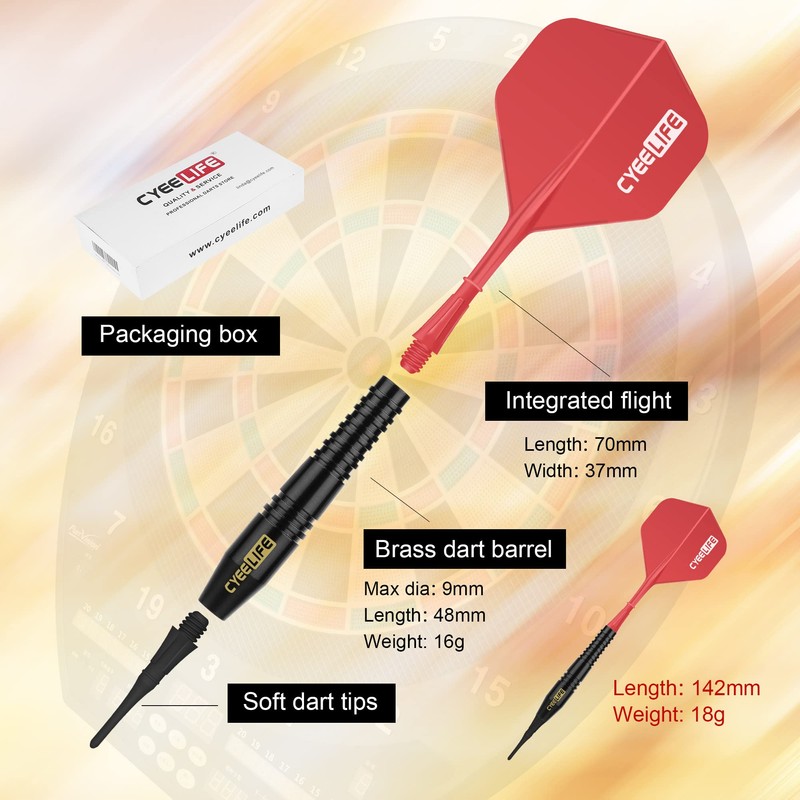 CyeeLife 18g Soft Tip Darts with Carrying case and 30