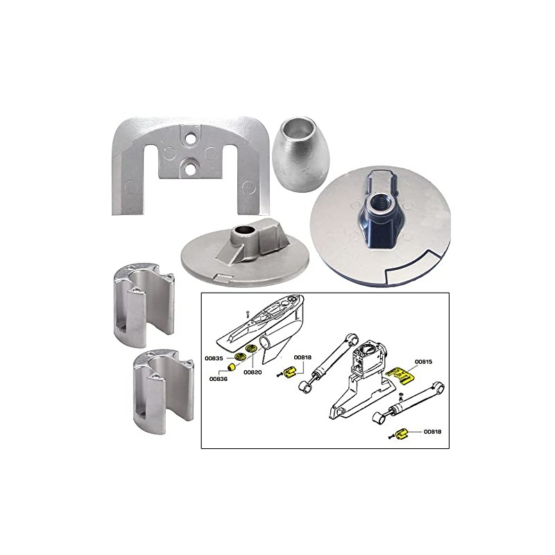Tecnoseal Anode Kit w/Hardware - Mercury Bravo 3 2004 -