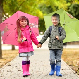 Monte Stivo® Friends Umbrella Lightweight Children's Umbrella for Boys & Girls Reflective Small & as a Gift, Green