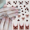 3Sheets French Leopard Nail Stickers Bow Nail Decals 3D Self-Adhesive