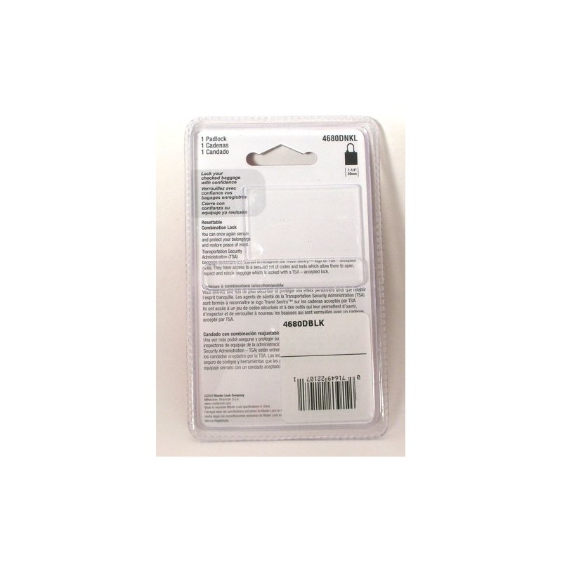 Master Lock 4680DNKL TSA-Accepted Set-Your-Own Combination Lock, Nickel