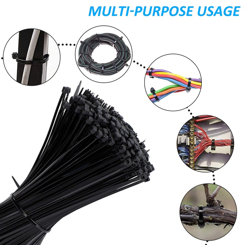 Cable Ties Black 200 x 2.5 mm UV Resistant Adjustable