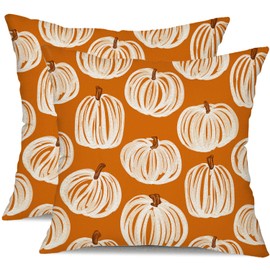 DFXSZ Fall Pillow Covers 20x20 inch Set of 2 Fall Decoration White Thick Lines Pumpkin Decor Orange Autumn Outdoor Pillow Cover Thanksgiving Decoration for Home Couch 118C
