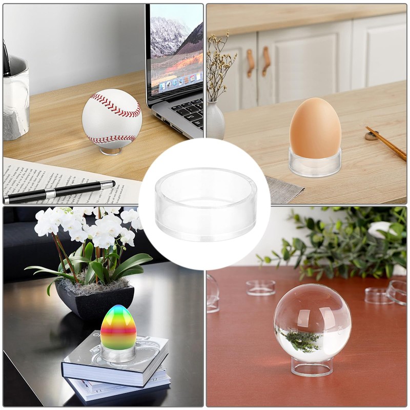 BTSKY 15Pcs 30mm Transparent Sphere Round Stands Baseball Holders -
