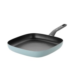 Berghoff Slate Non-stick Square Grill Pan 10.25", Pressed Aluminum, FernoGreen Non-toxic Nonstick Coating with Stay-cool Handle