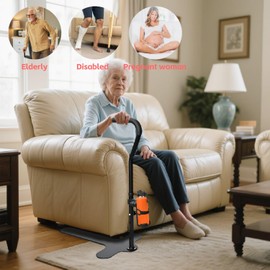 WUGEBA 6-Level Adjustable Couch Stand Assist with Cup Holder & Soft Handle – Chair Lift Mobility Aid for Elderly, Seniors & Disabled, Fits Sofa, Recliner, Supports Up to 400 lbs