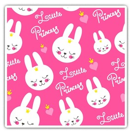 Square Stickers (Set of 2) 10cm - Little Princess Pink Rabbits Kids Fun Decals for Laptops,Tablets,Luggage,Scrap Booking,Fridges, #14734
