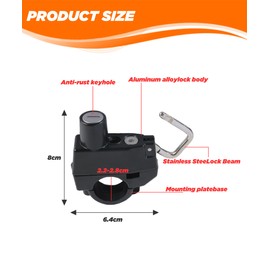 Flaconi Motorrad Helmschloss,Universal Helmschloss Motorrad Schloss Anti-Diebstahl Helm Sicherheitsschloss Set mit 2 Schlüsseln,Geeignet für Motorrädern,Sportmotorrädern,Motorrollern,Dirt Bikes