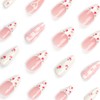 Caiguoer 24 Pieces Long False Nail Tips Almond Strawberry Press