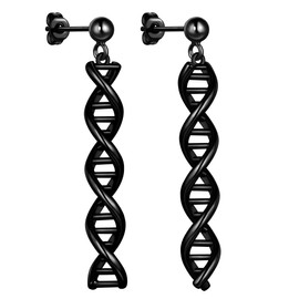 Beautlace DNA Double Helix Chemistry Science Molecule Biology Earrings Black Gun Plated DNA Dangle Earring Jewelry for Women and Girls KE0011K